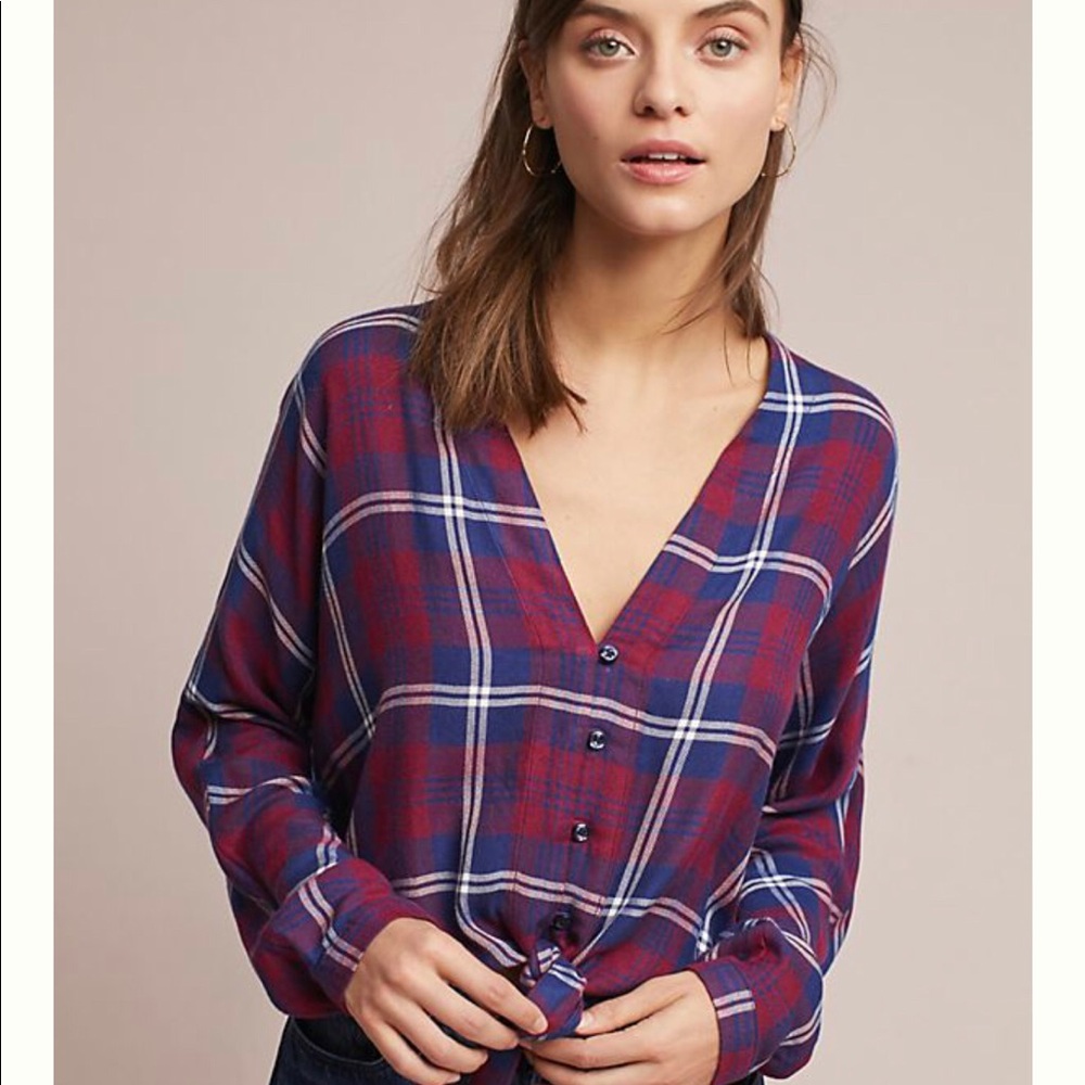 Rails sloane crop tie front blouse